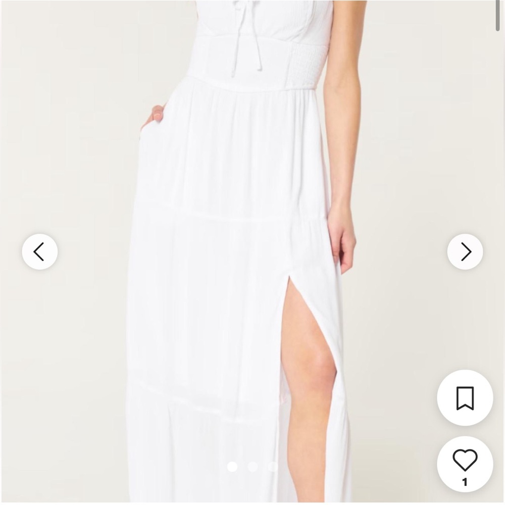 Hollister White Corset Textured Maxi Dress